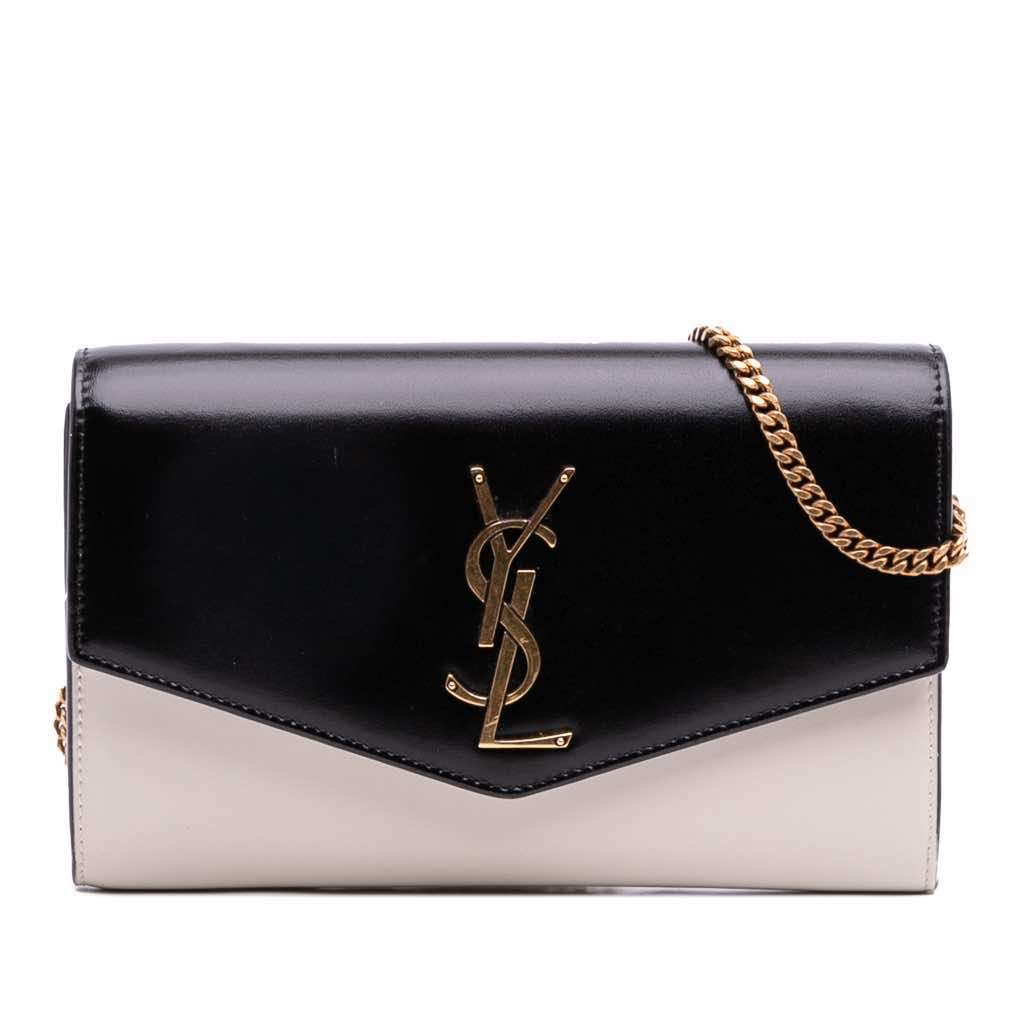 Saint Laurent Bicolor Calfskin Uptown Chain Wallet