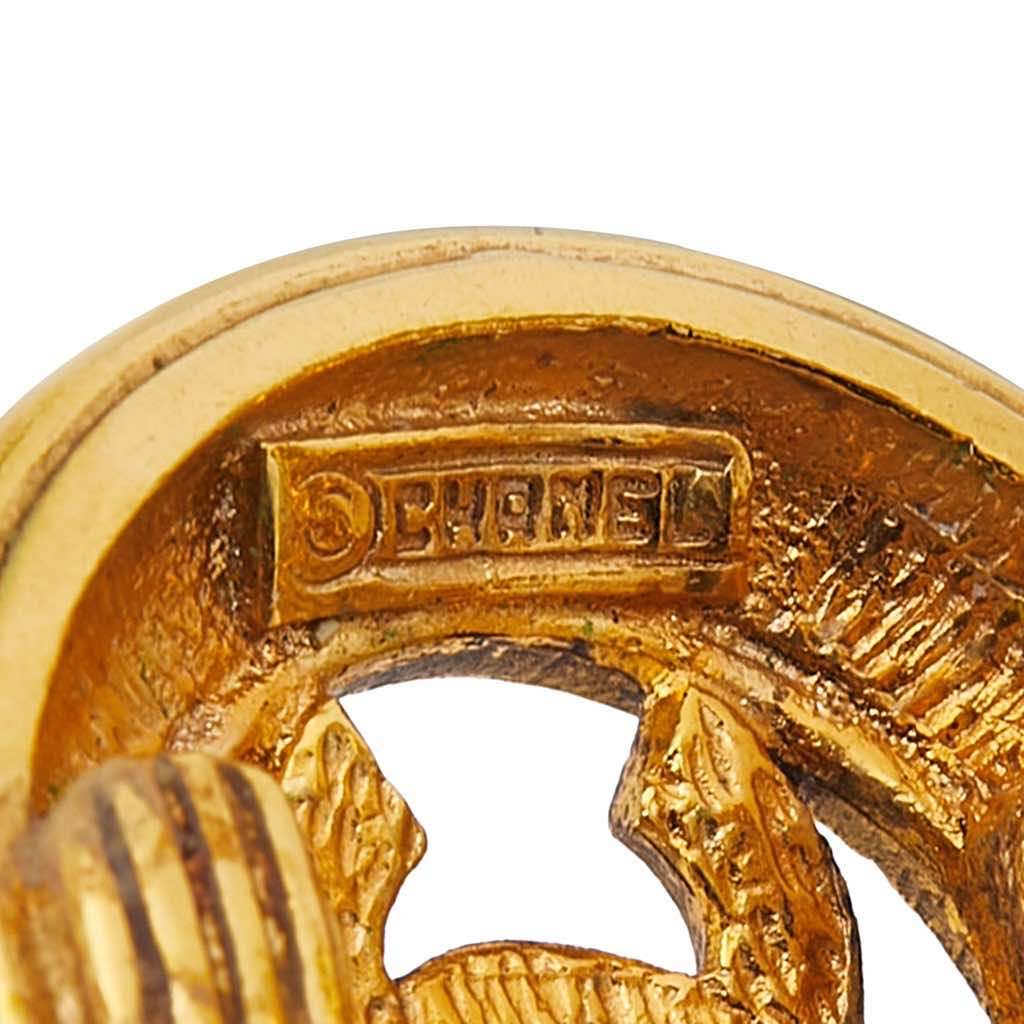 Chanel Gold Plated CC Round Clip on Earrings - 3