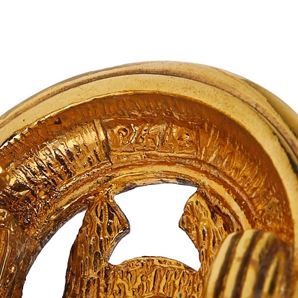 Chanel Gold Plated CC Round Clip on Earrings - 4