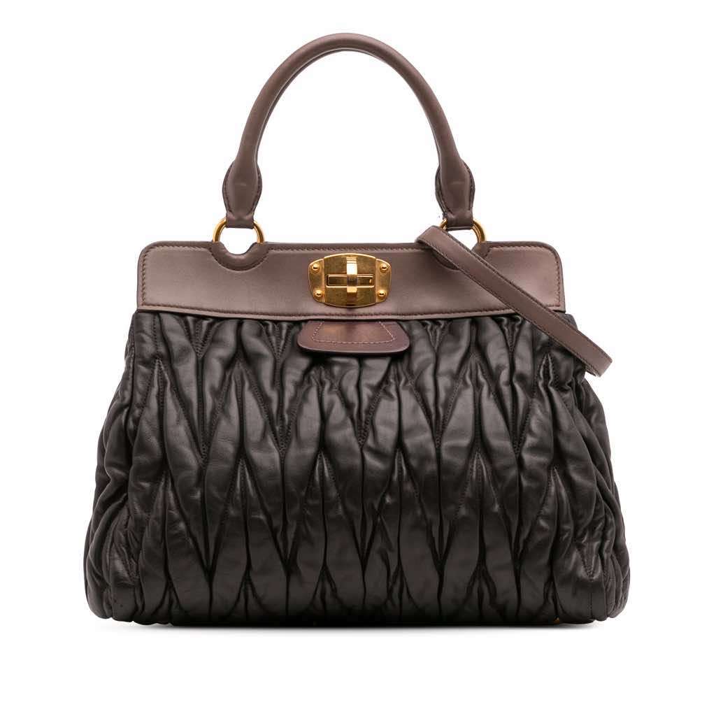 Miu Miu Matelasse Leather Turnlock Tote