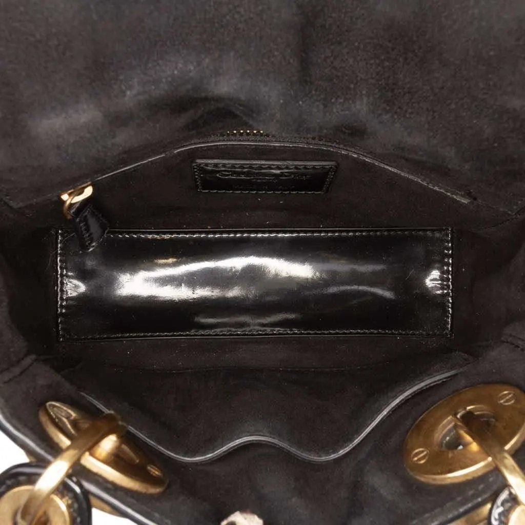 Dior Mini Patent Cannage Studded Supple Lady Dior Black Leather Very good - Model View