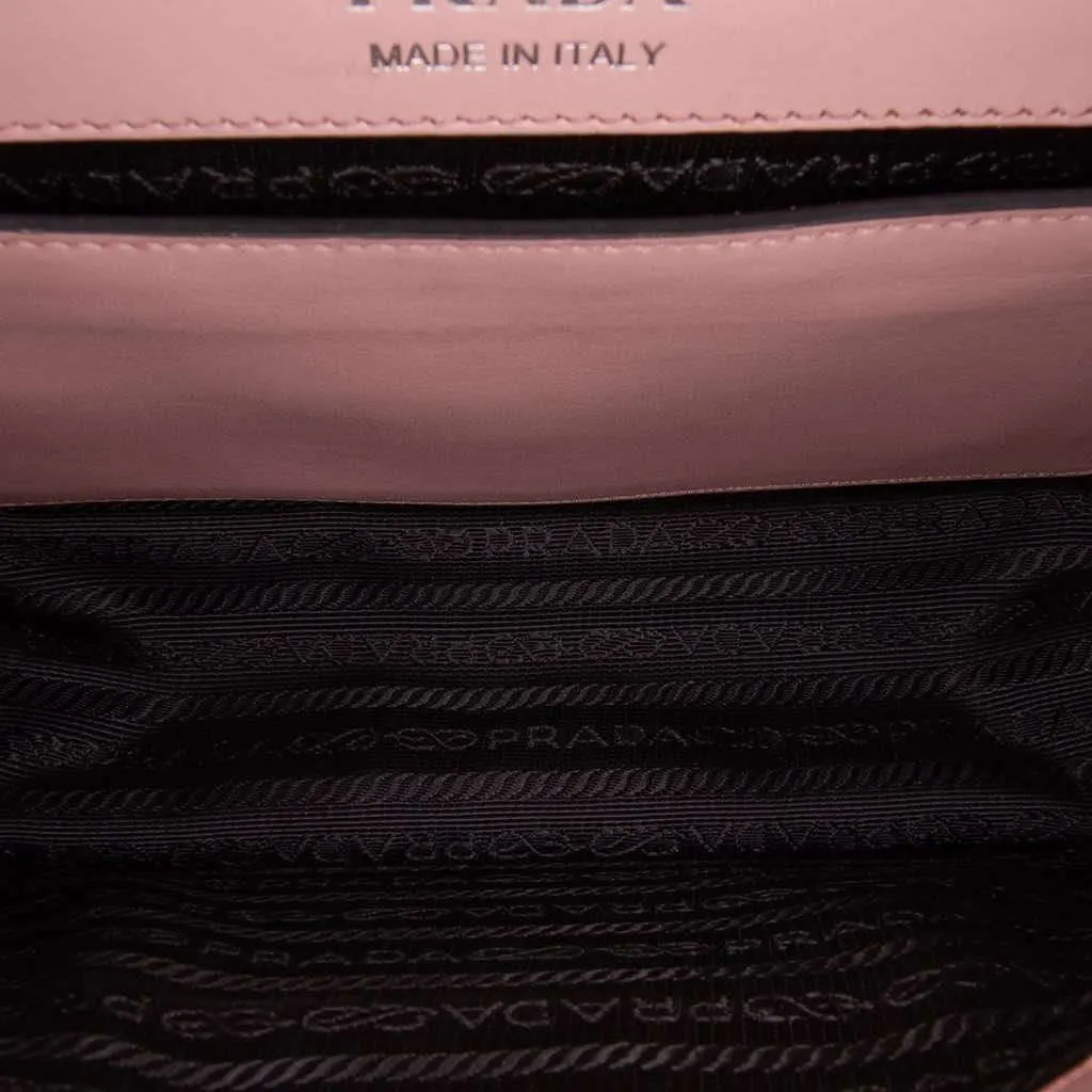 Prada City Calf Plex Ribbon Crossbody Pink Leather Good - Model View