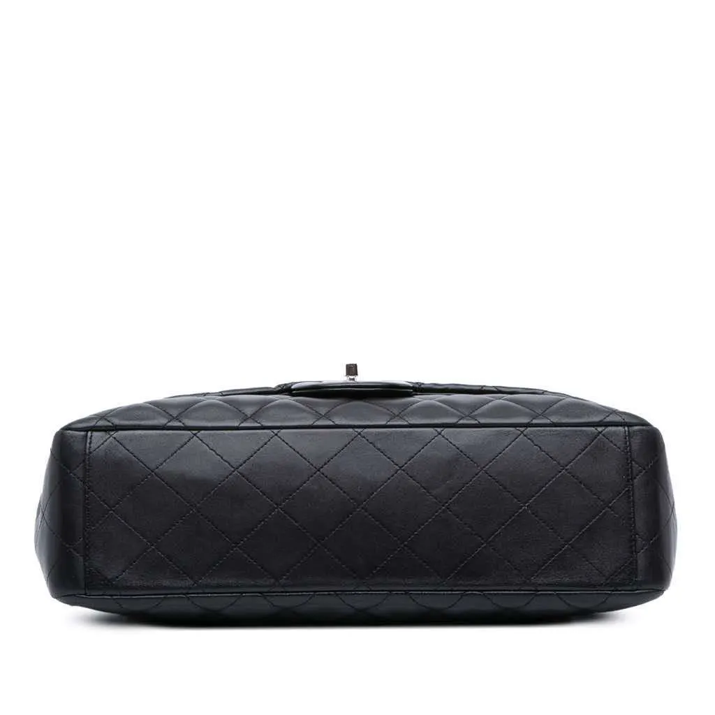 Chanel Maxi Classic Lambskin Single Flap Black Leather Good - Inside View