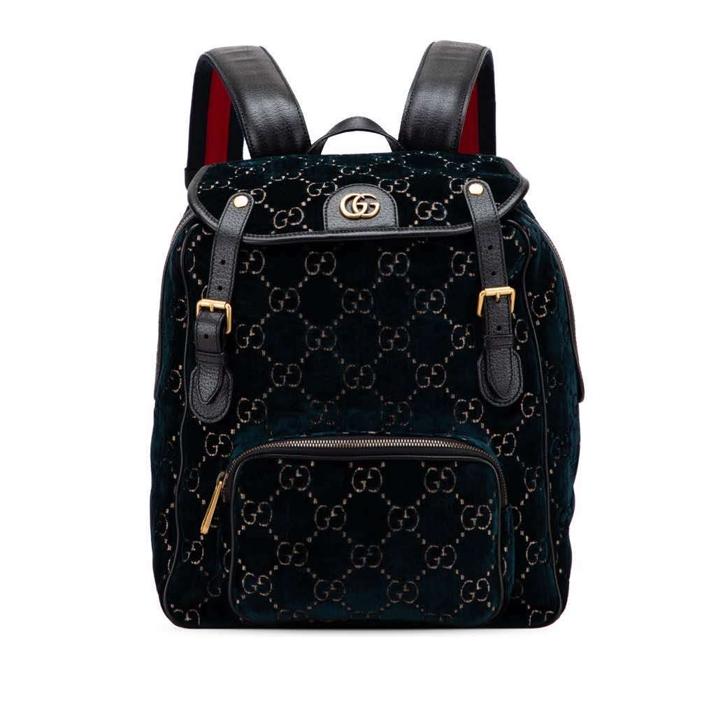 Gucci GG Velvet Double Buckle Backpack
