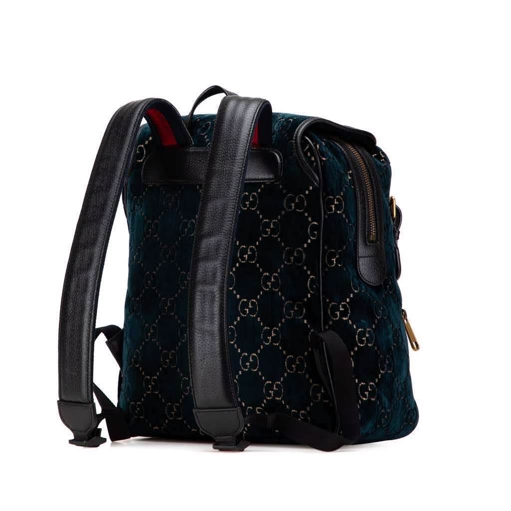 Gucci GG Velvet Double Buckle Backpack - Back view