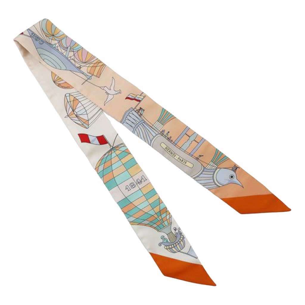 Hermès Les Folies Du Ciel Silk Twilly Scarf