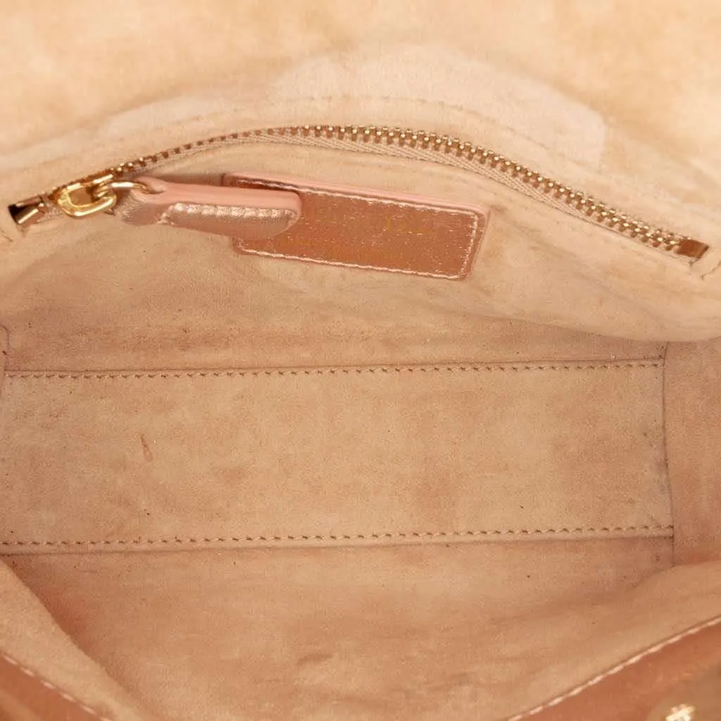 Dior Mini Metallic Lambskin Cannage Lady Dior Pink Leather Good - Model View