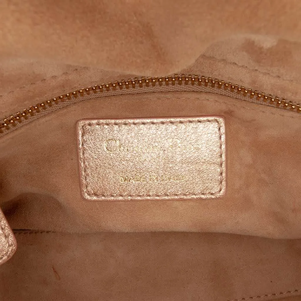 Dior Mini Metallic Lambskin Cannage Lady Dior Pink Leather Good - Box View