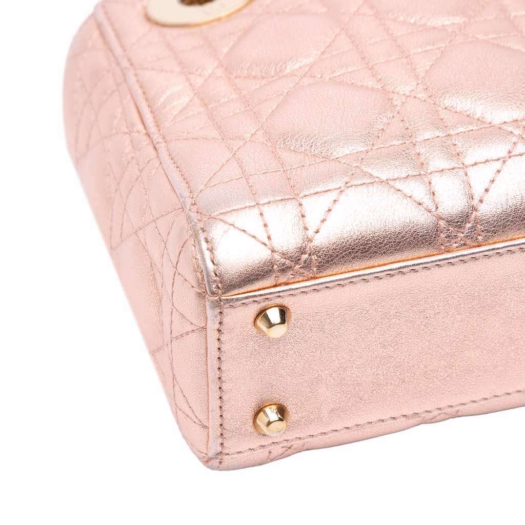 Dior Mini Metallic Lambskin Cannage Lady Dior - Detail 2
