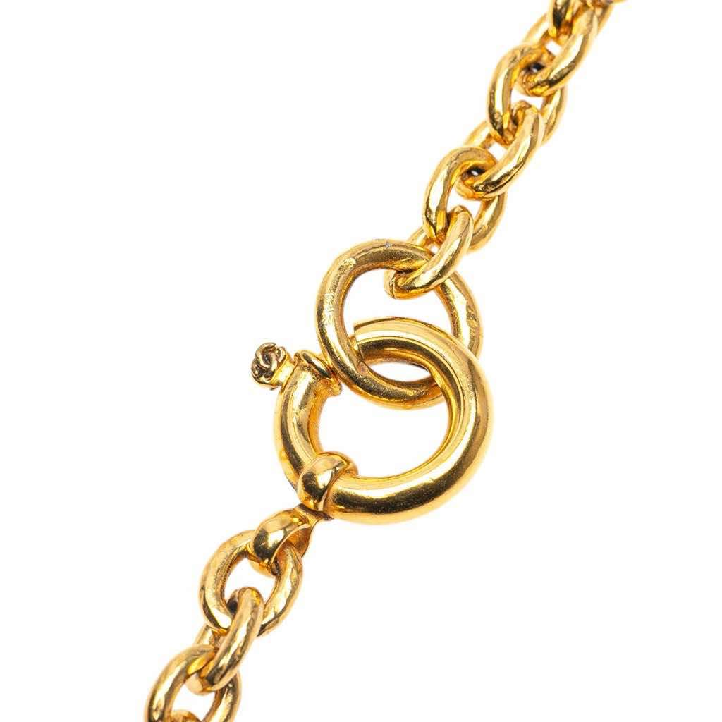 Chanel Gold Plated CC Round Mirror Pendant Necklace - 4