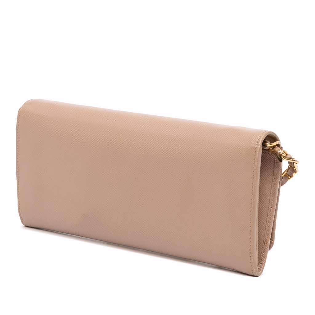 Prada Saffiano Metal Oro Chain Wallet - 2