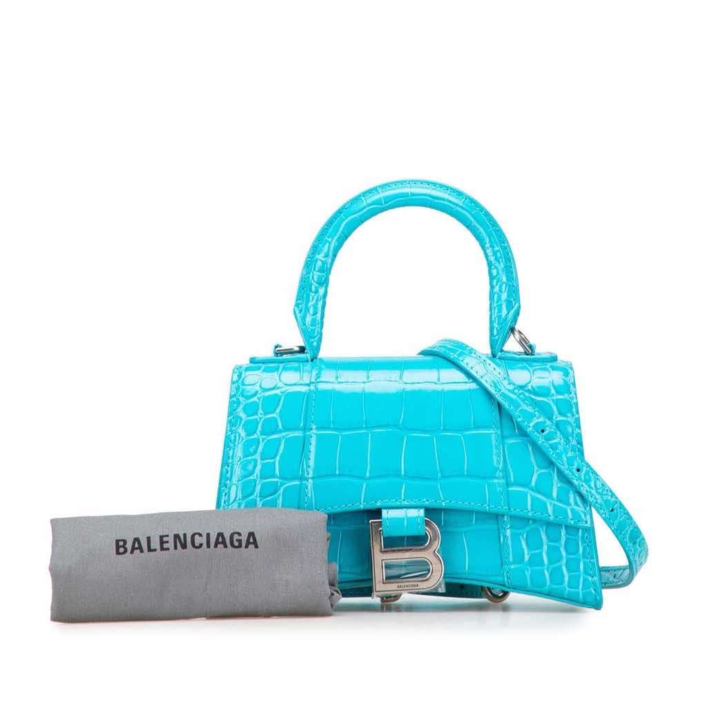 Balenciaga XS Croc Embossed Hourglass Top Handle Bag - Image 12