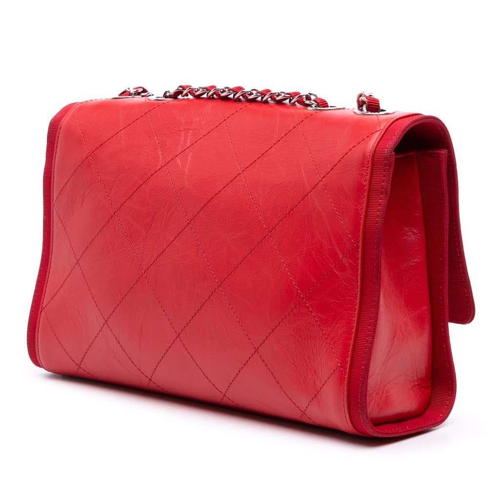 Chanel CC Quilted Crumpled Calfskin and Grosgrain Flap - Back view