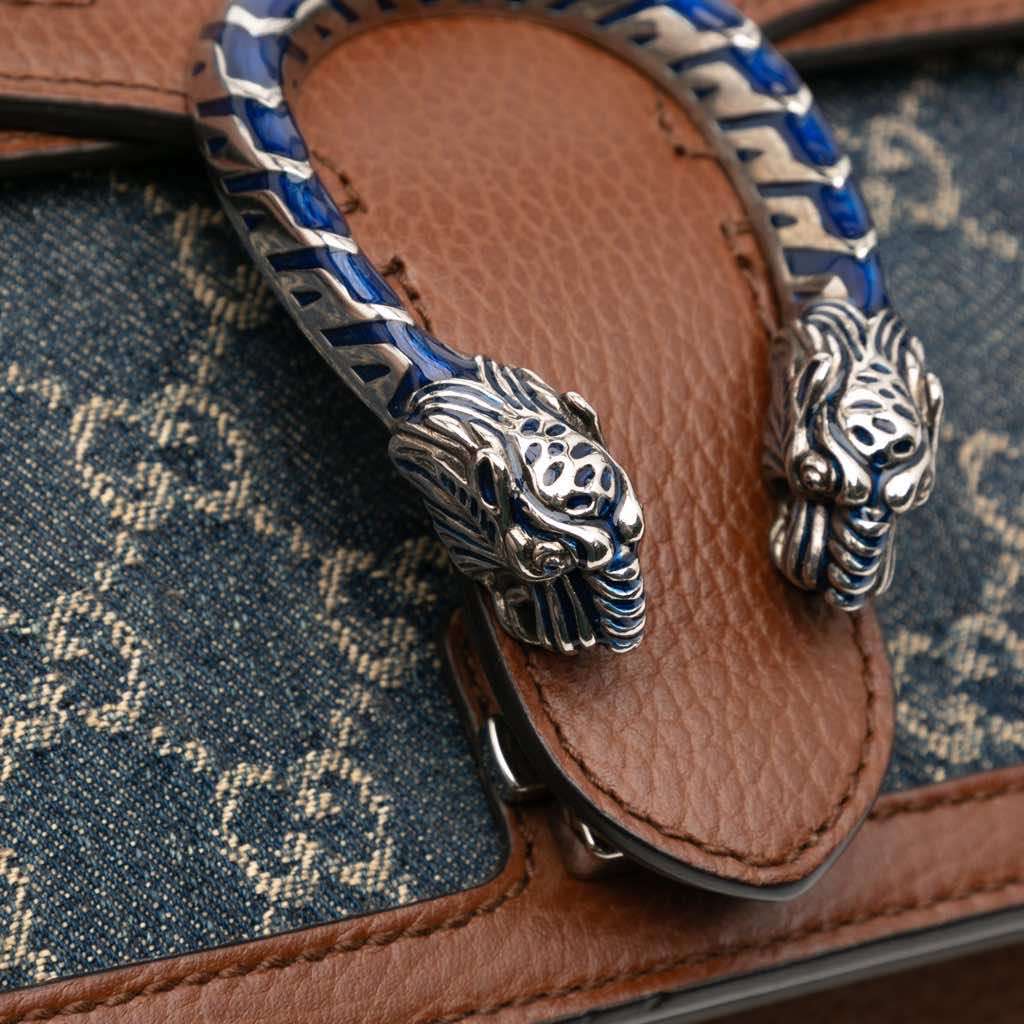 Gucci Small GG Denim Dionysus Shoulder Bag - Image 10
