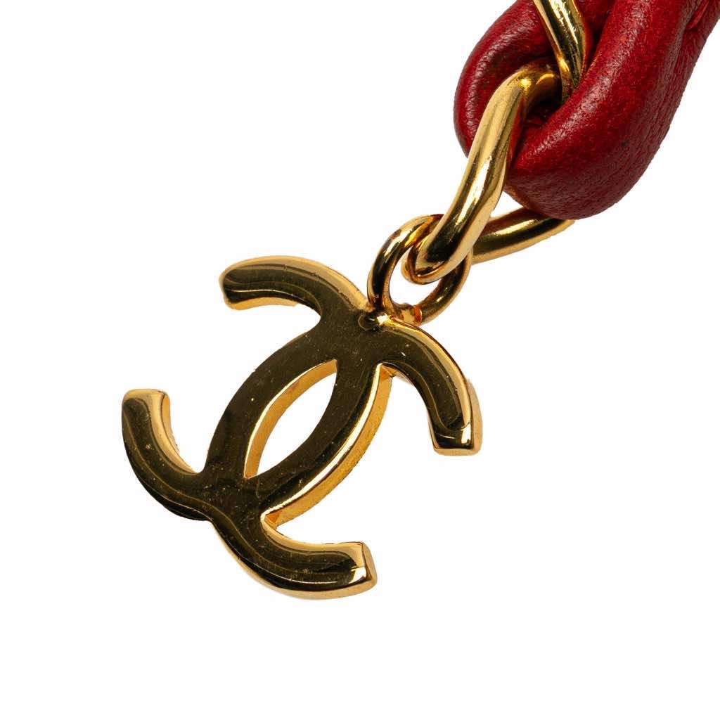 Chanel Gold Plated CC Leather Woven Chain Belt - 2