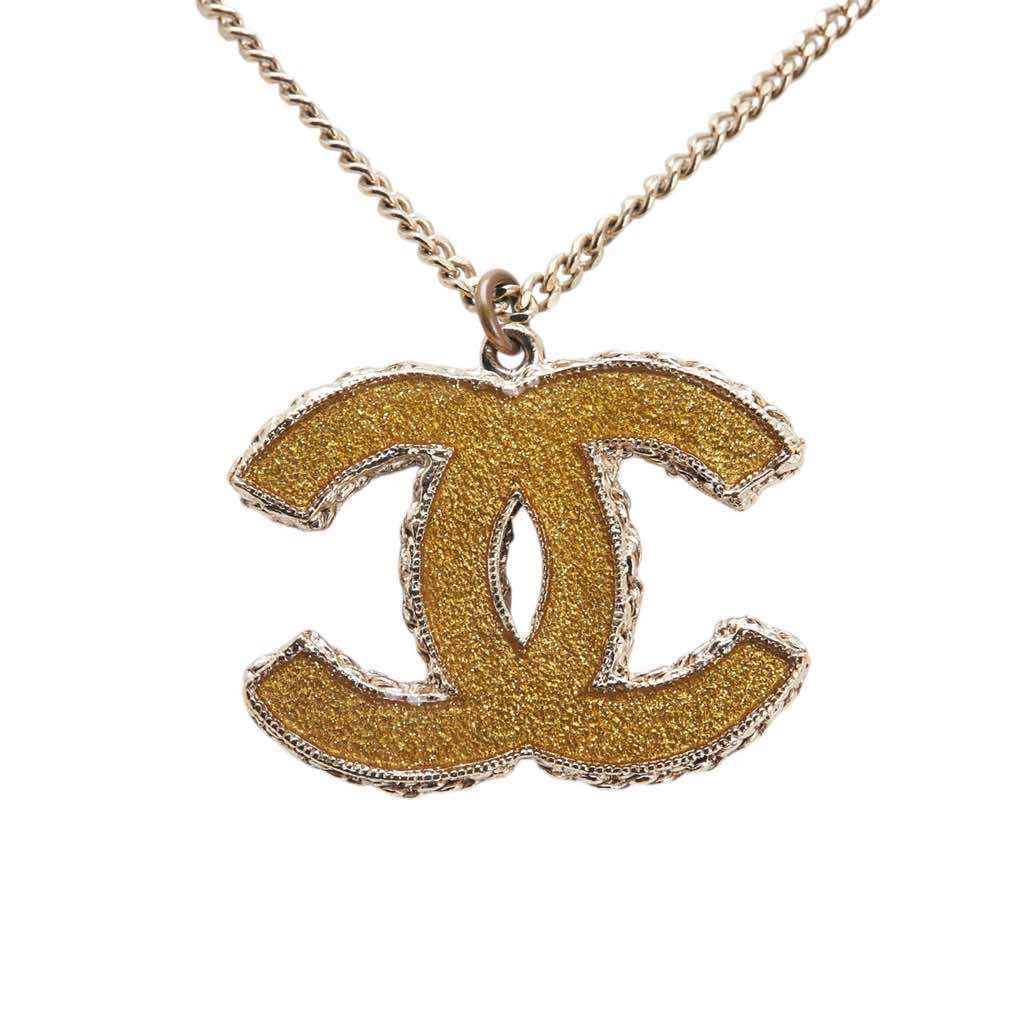 Chanel Gold Plated CC Rhinestone Pendant Necklace - 2