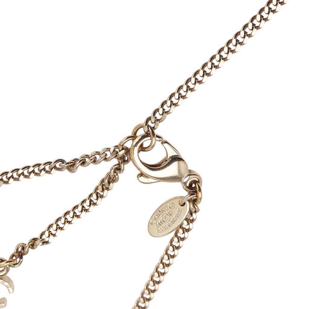Chanel Gold Plated CC Rhinestone Pendant Necklace - 4
