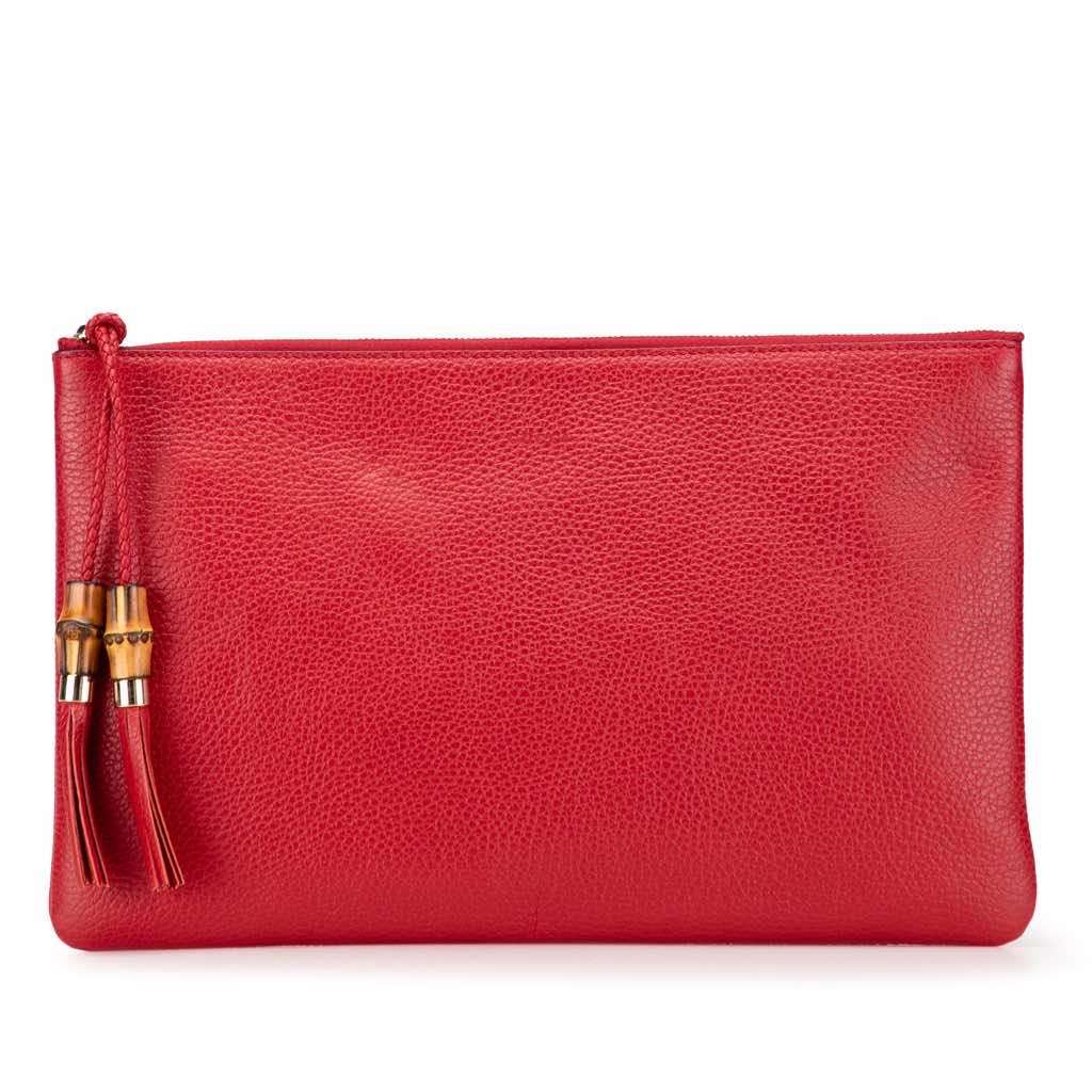 Gucci Calfskin Bamboo Tassel Clutch