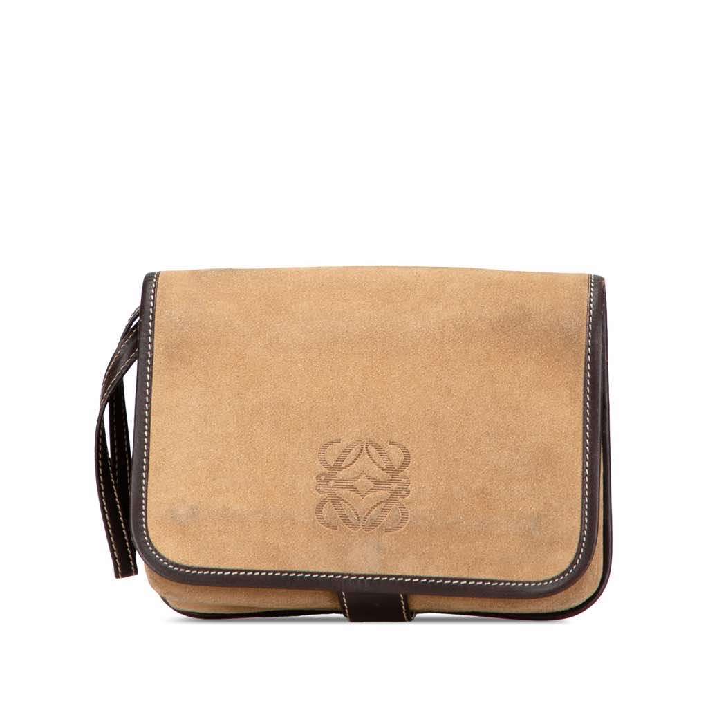 Loewe Suede Anagram Clutch