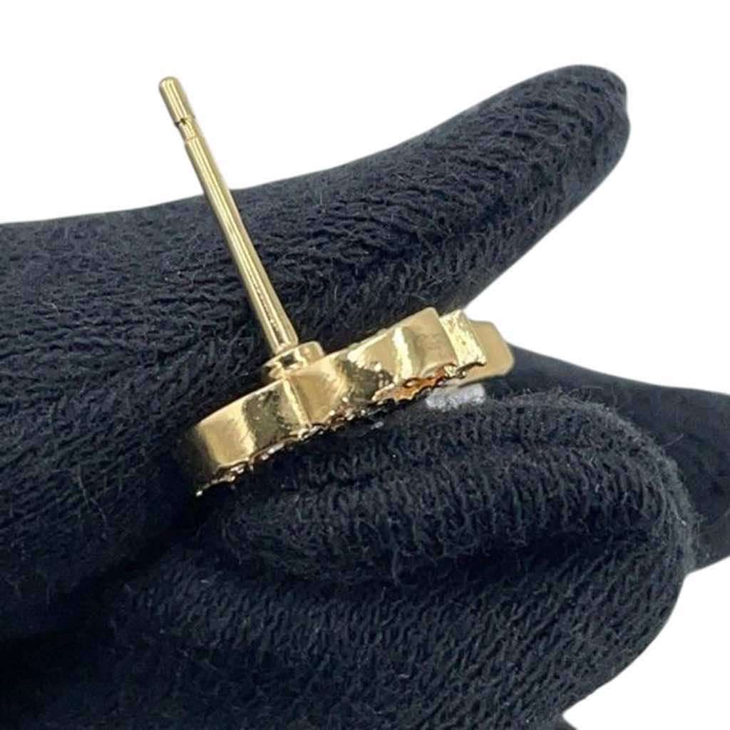 Chanel Gold Plated Rhinestone and Faux Pearl CC Star Push Back Earrings - 4