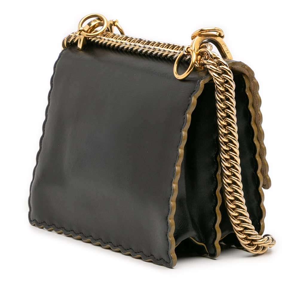 Fendi Small Scalloped Leather Kan I Crossbody - Back view
