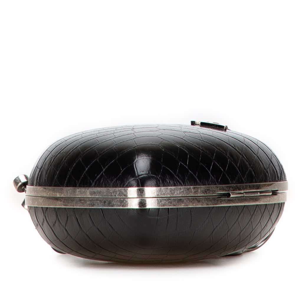 Saint Laurent Crocodile Embossed Calfskin Love Box Chain Clutch - 3