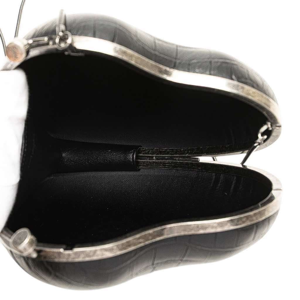 Saint Laurent Crocodile Embossed Calfskin Love Box Chain Clutch - 4