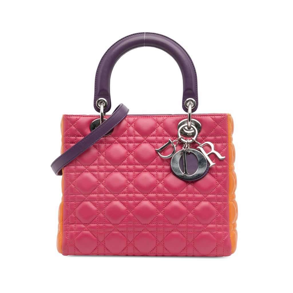 Dior Medium Tricolor Lambskin Cannage Lady Dior