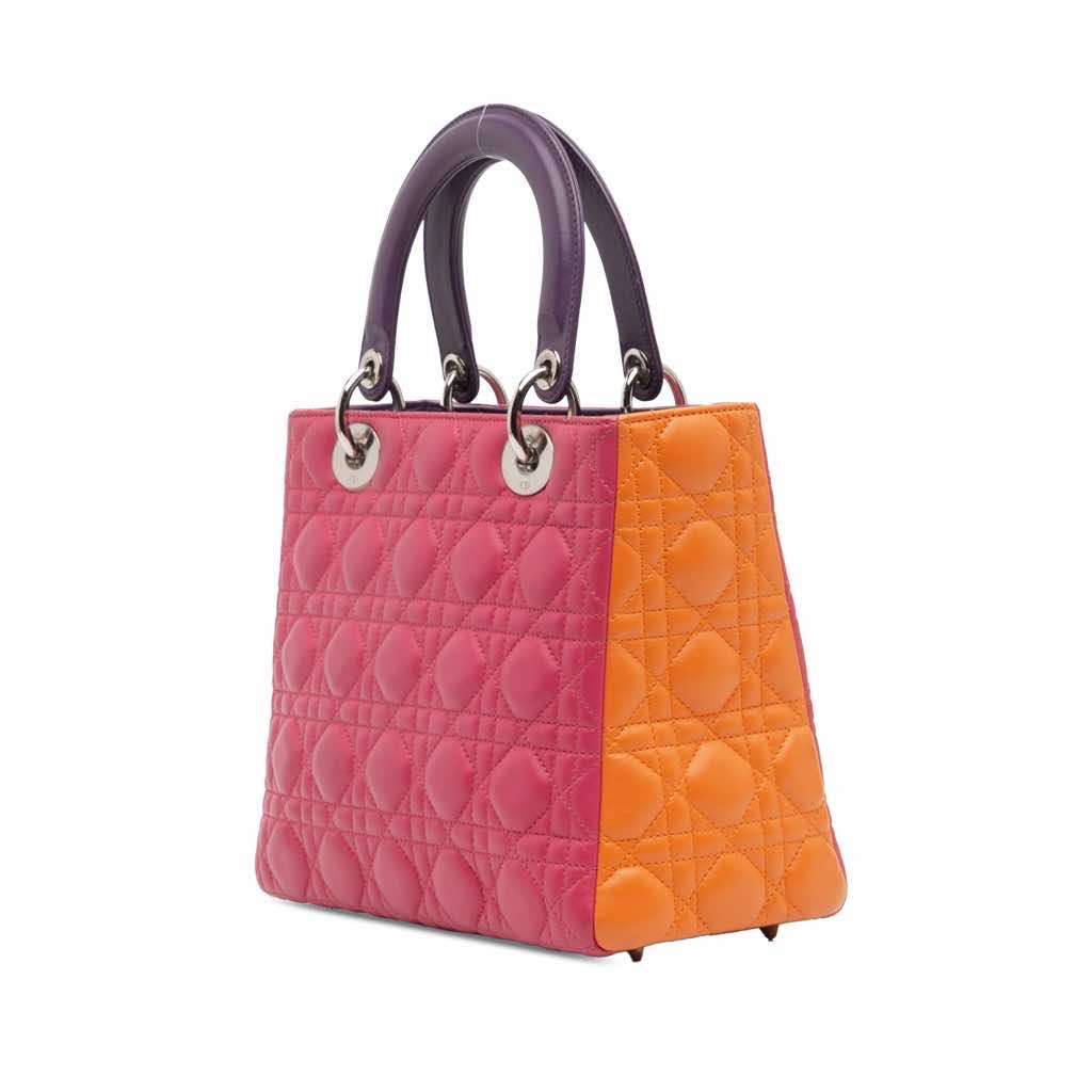 Dior Medium Tricolor Lambskin Cannage Lady Dior - Back view