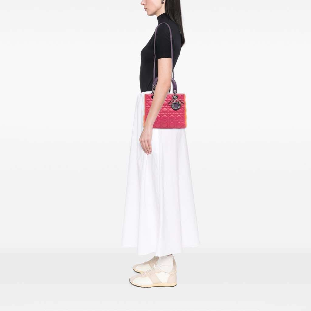 Dior Medium Tricolor Lambskin Cannage Lady Dior - Image 15