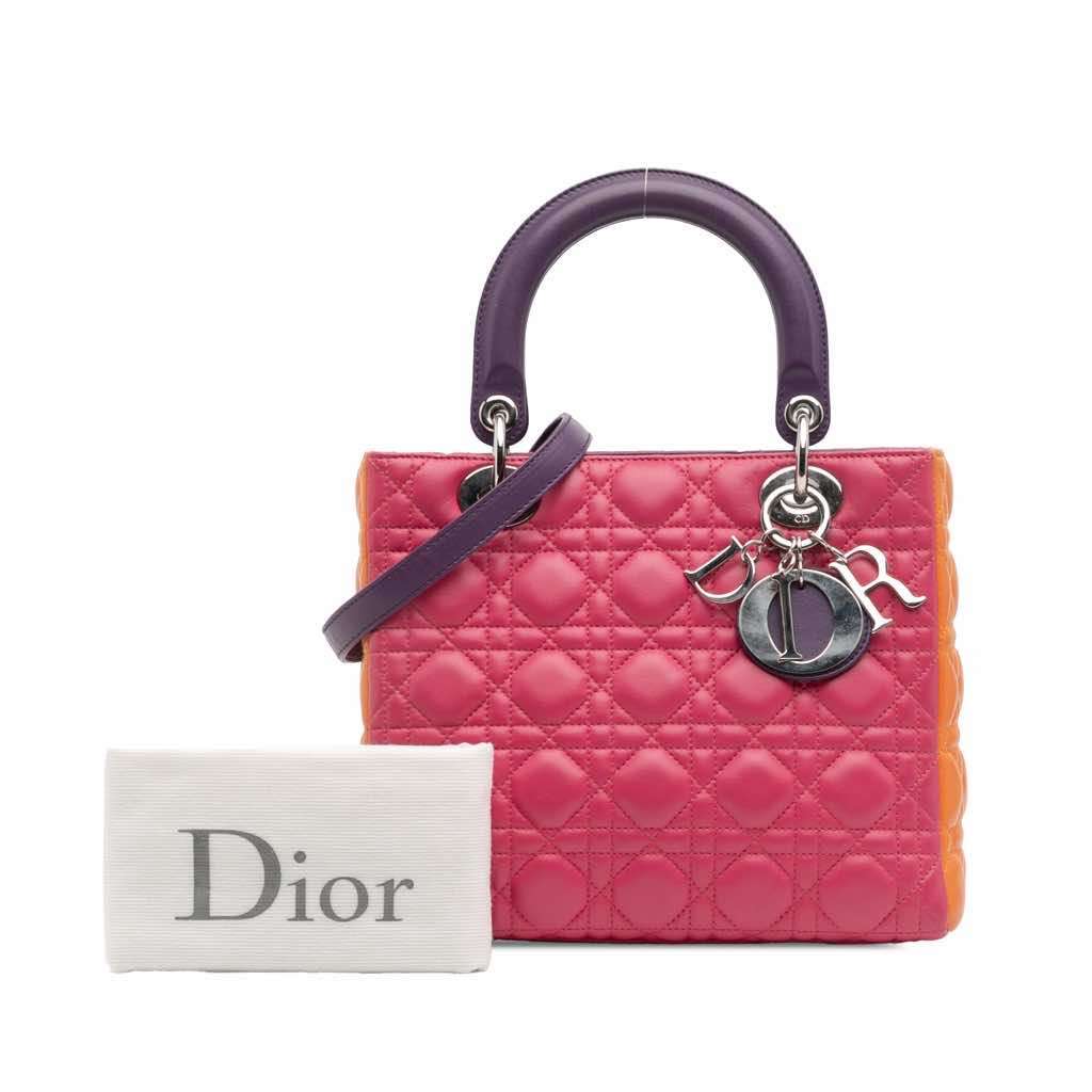 Dior Medium Tricolor Lambskin Cannage Lady Dior - Image 16