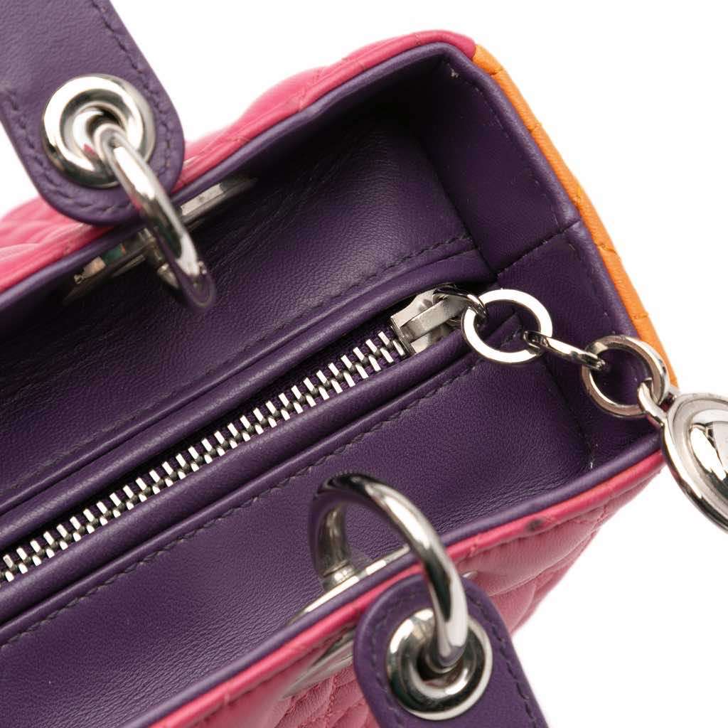 Dior Medium Tricolor Lambskin Cannage Lady Dior - Image 10