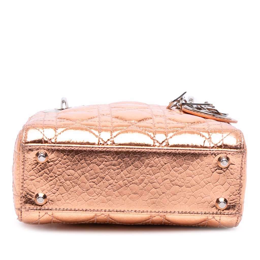 Dior Mini Metallic Crinkled Calfskin Cannage Lady Dior - Image 6