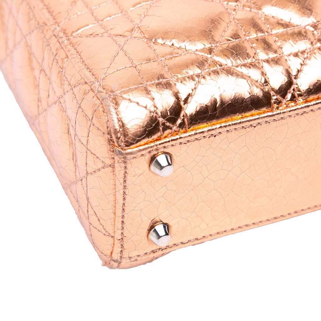 Dior Mini Metallic Crinkled Calfskin Cannage Lady Dior - Image 10