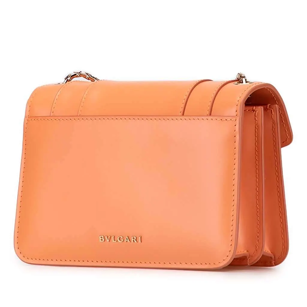 Bvlgari Calfskin Serpenti Forever Crossbody Orange Leather Good - Back View