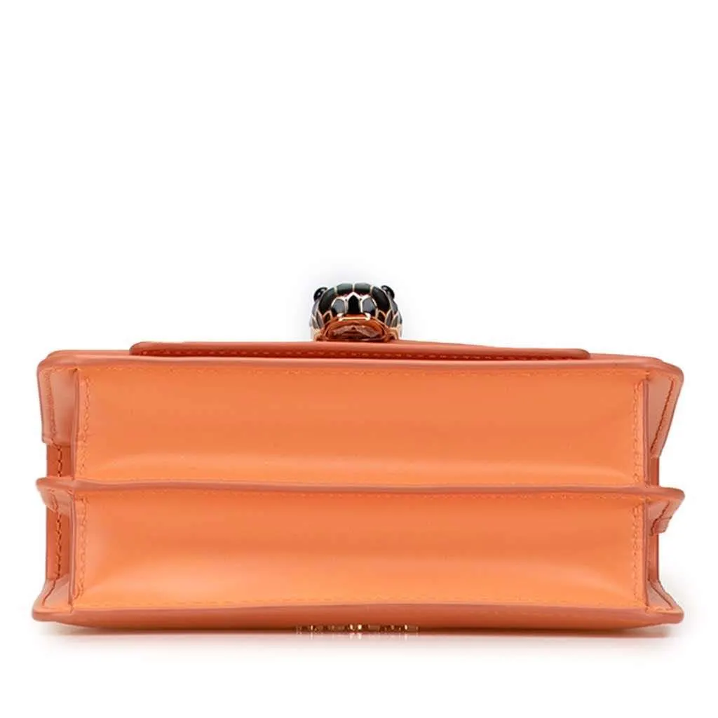 Bvlgari Calfskin Serpenti Forever Crossbody Orange Leather Good - Inside View
