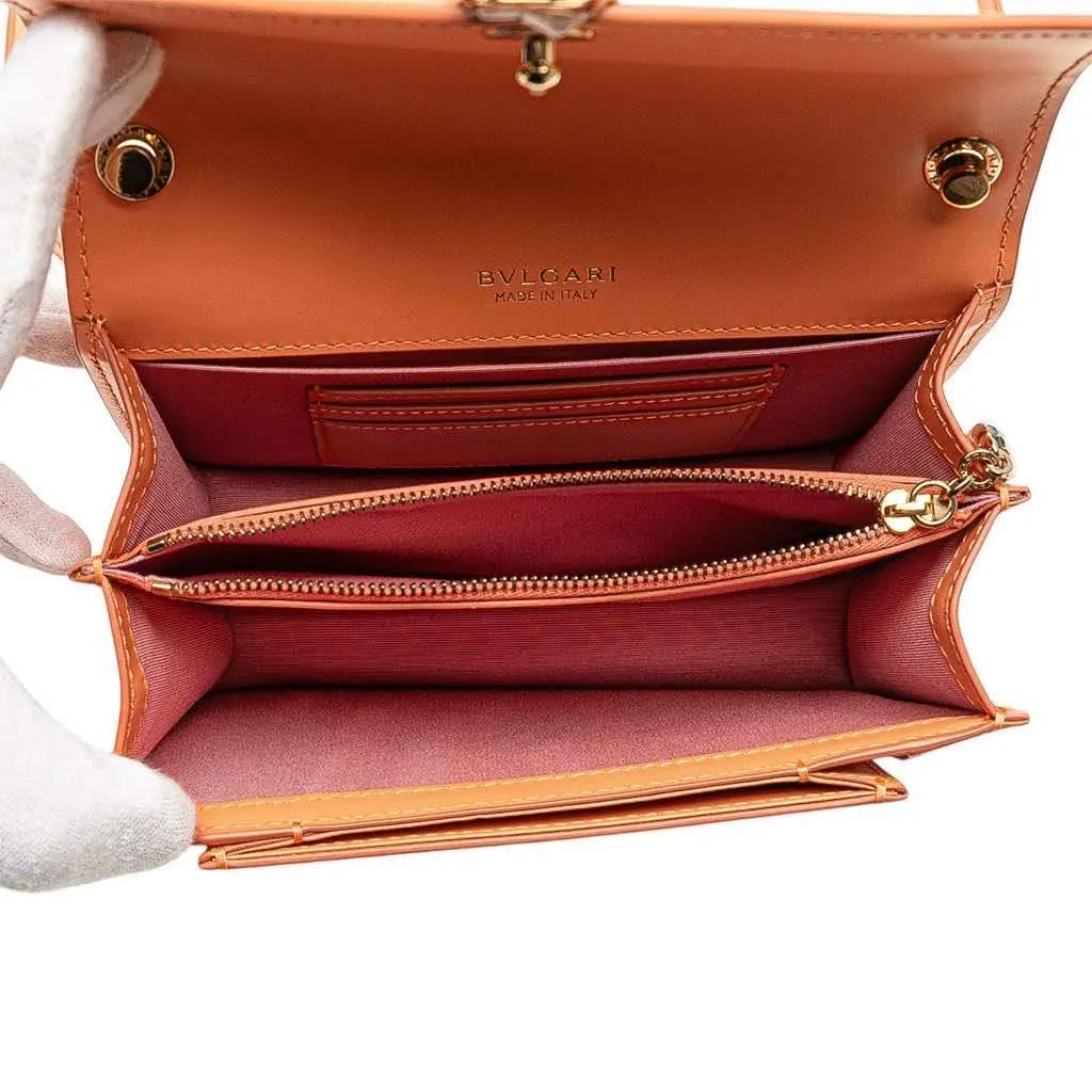 Bvlgari Calfskin Serpenti Forever Crossbody Orange Leather Good - Model View