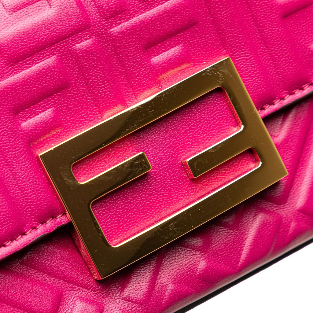 Fendi Zucca Embossed Leather Baguette Phone Pouch Satchel - Detail 2