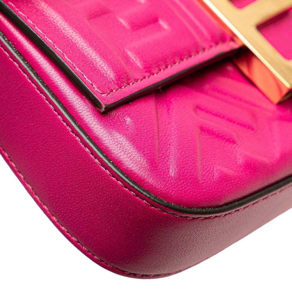 Fendi Zucca Embossed Leather Baguette Phone Pouch Satchel - Image 10