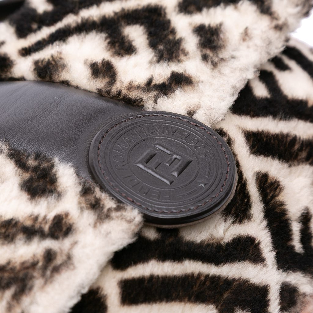 Fendi Zucca Shearling Double F Baguette Satchel - Image 10