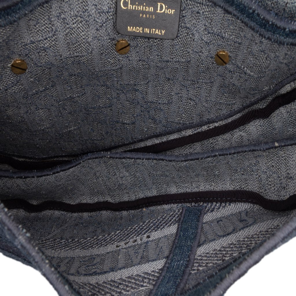 Dior Oblique Denim Embroidered Saddle Bag - 4
