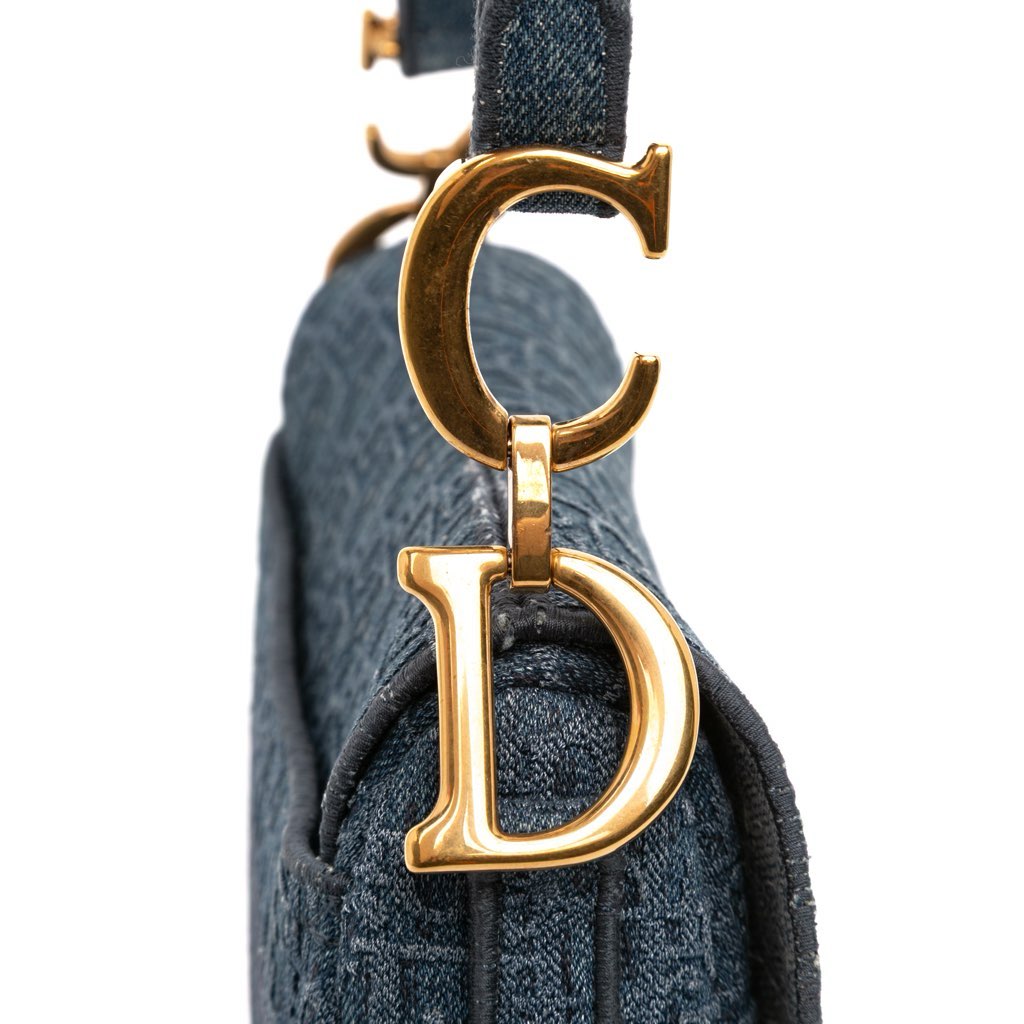 Dior Oblique Denim Embroidered Saddle Bag - Detail 2