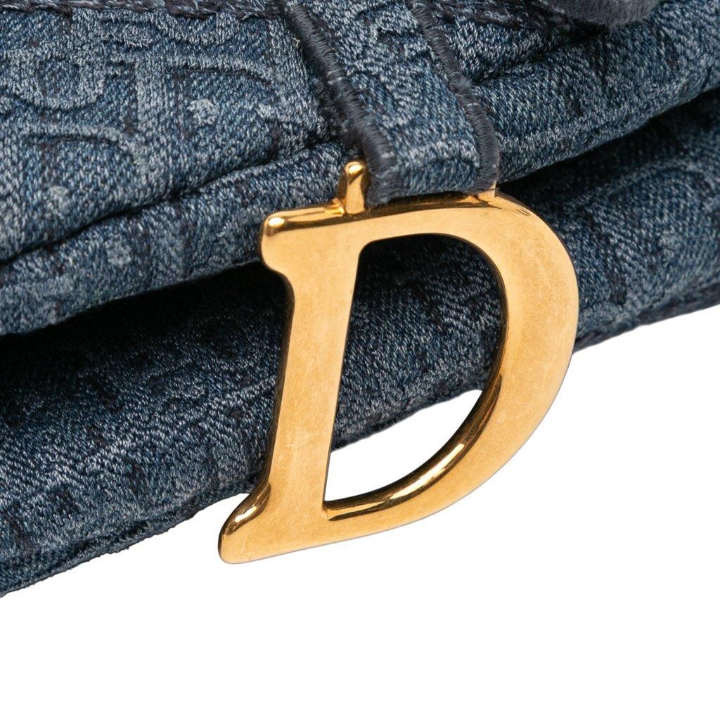 Dior Oblique Denim Embroidered Saddle Bag - Image 10