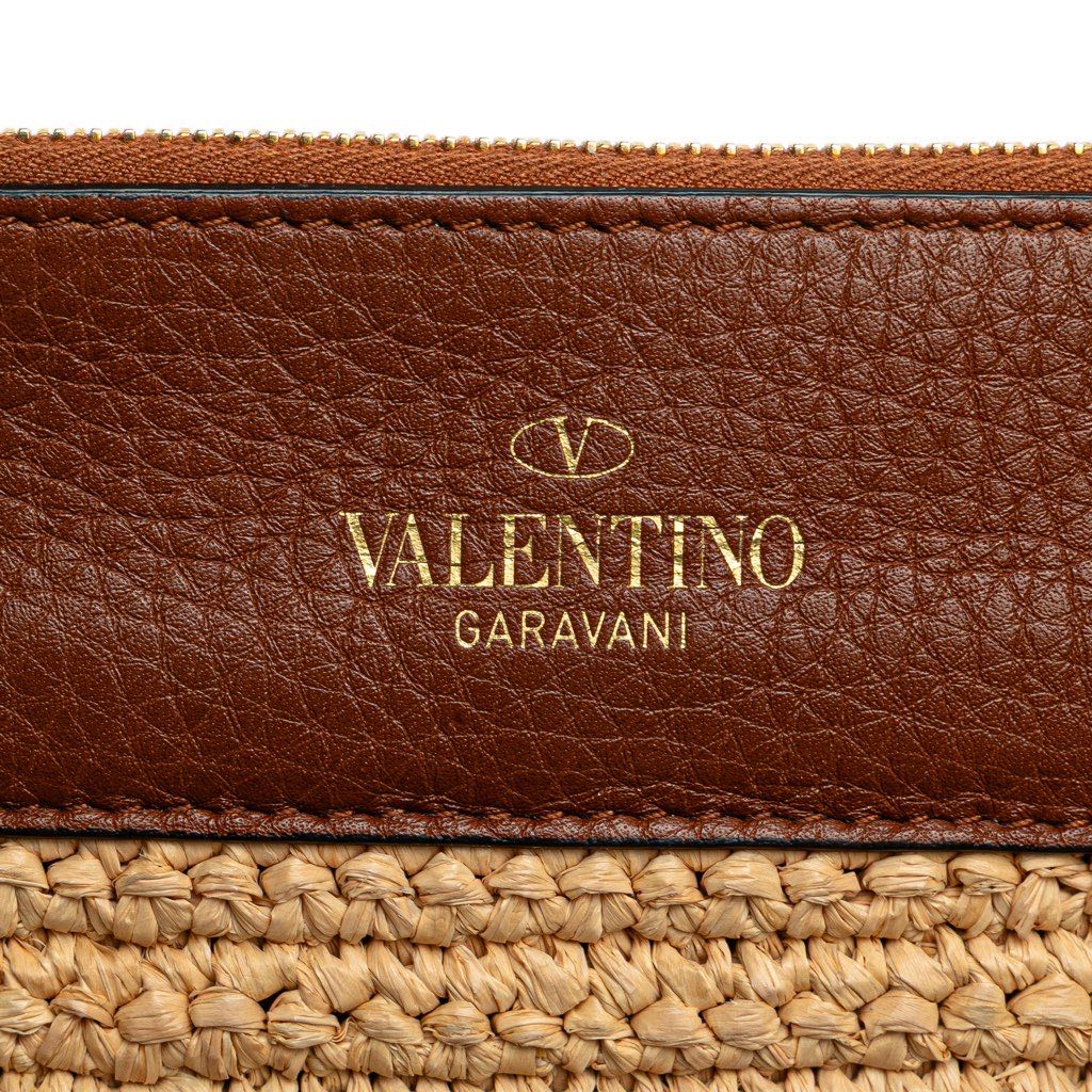 Valentino Large Raffia Rockstud Zip Pouch - Detail 1