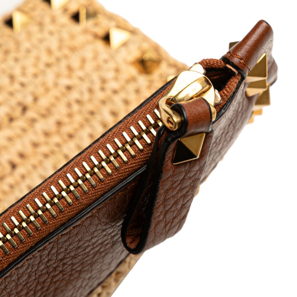Valentino Large Raffia Rockstud Zip Pouch - Detail 2
