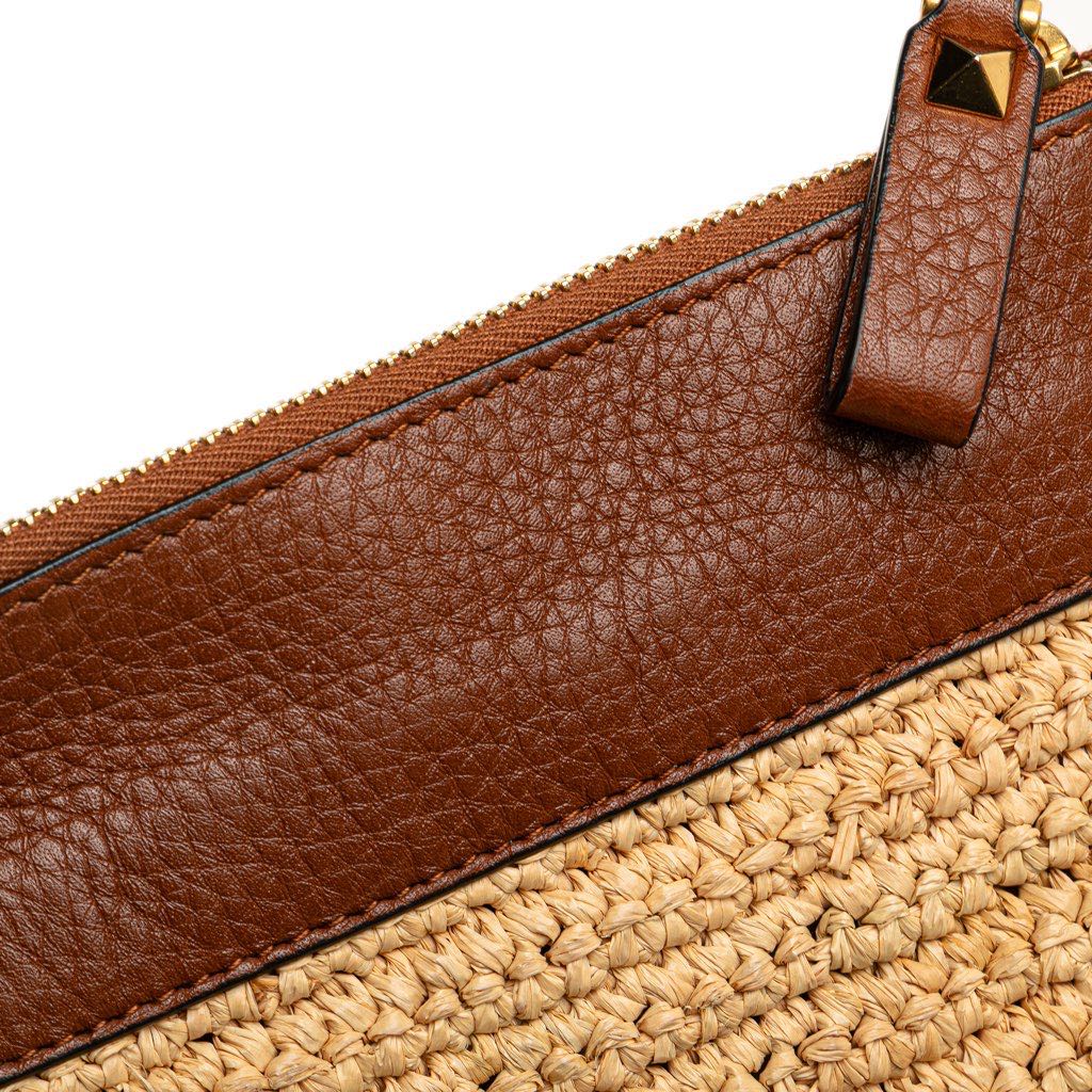Valentino Large Raffia Rockstud Zip Pouch - Image 10