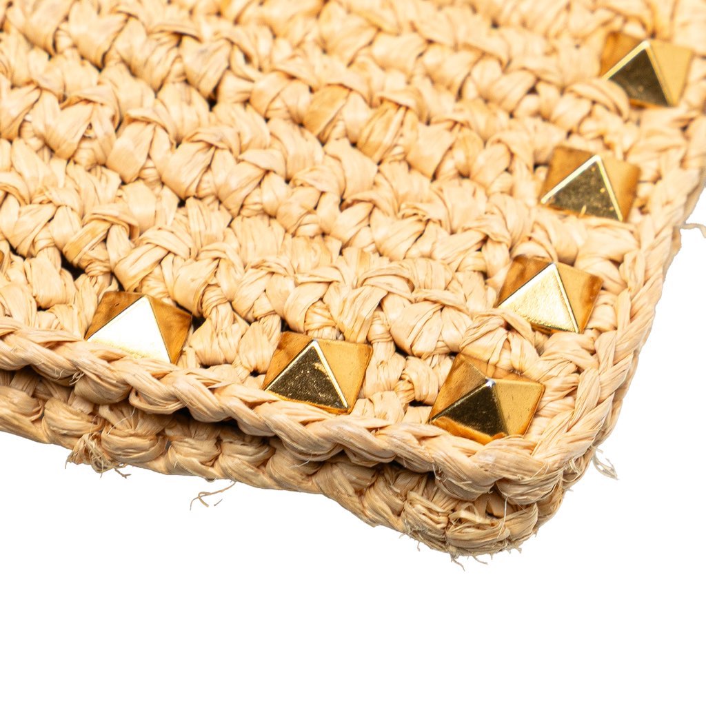 Valentino Large Raffia Rockstud Zip Pouch - Image 12