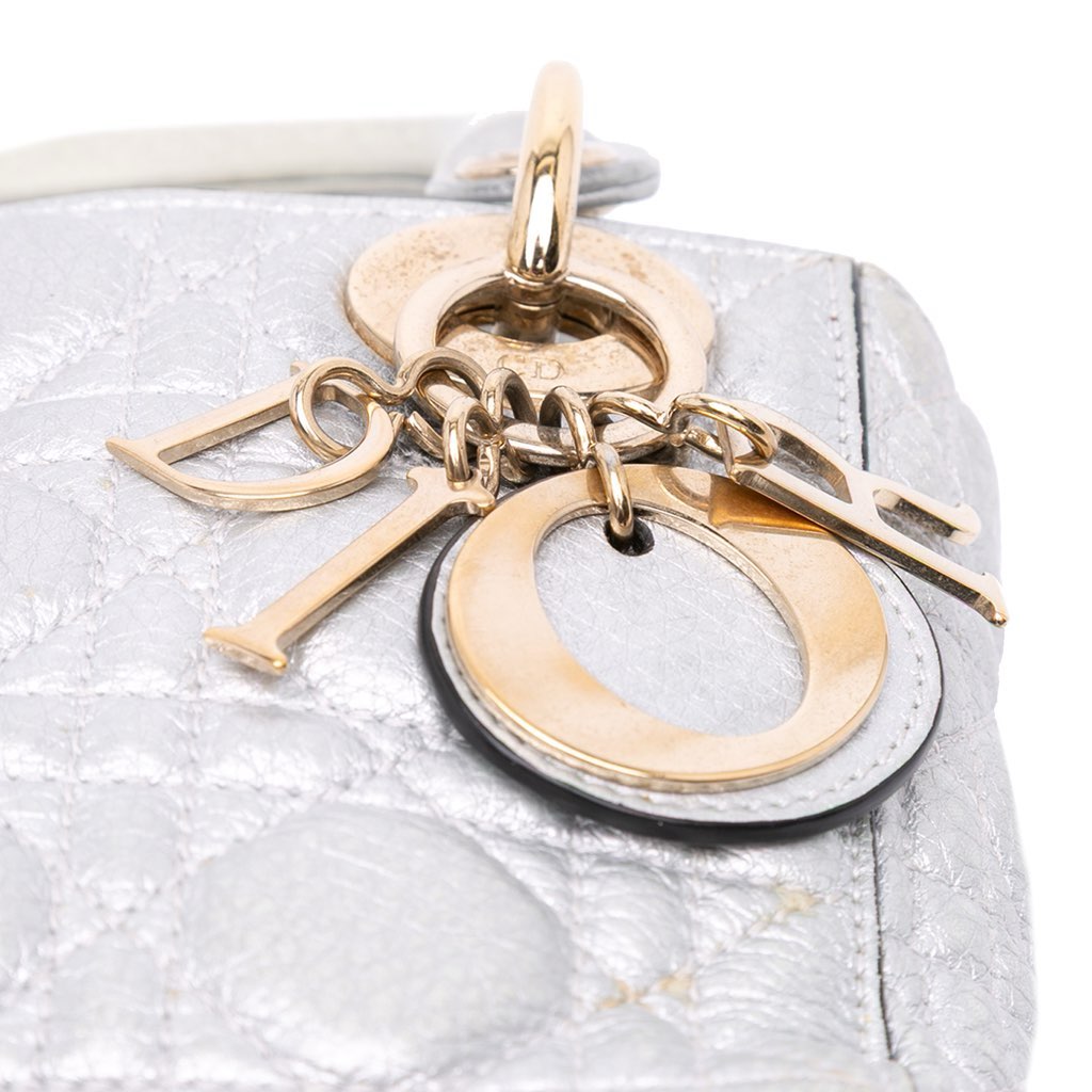 Dior Mini Metallic Grained Calfskin Cannage Lady Dior - Image 11