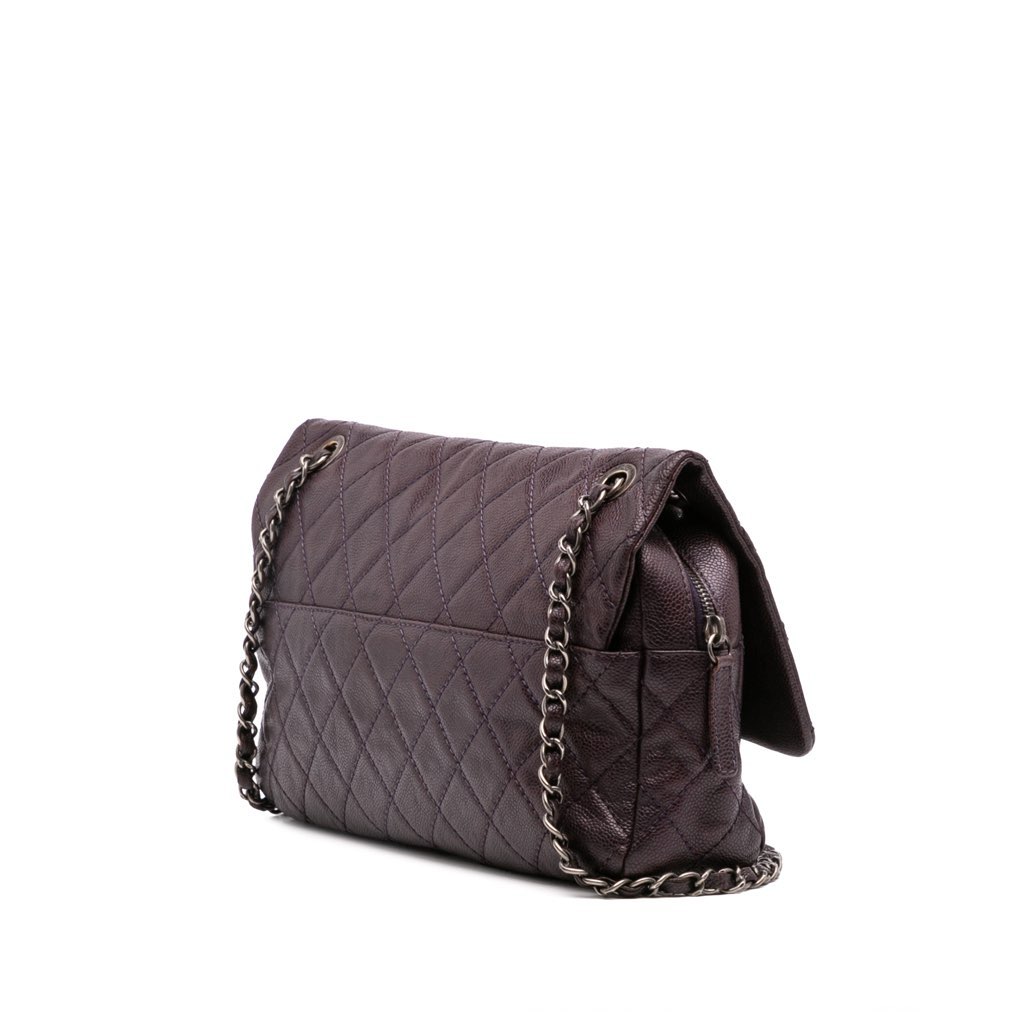 Chanel Jumbo Quilted Iridescent Caviar Easy Flap - Back view