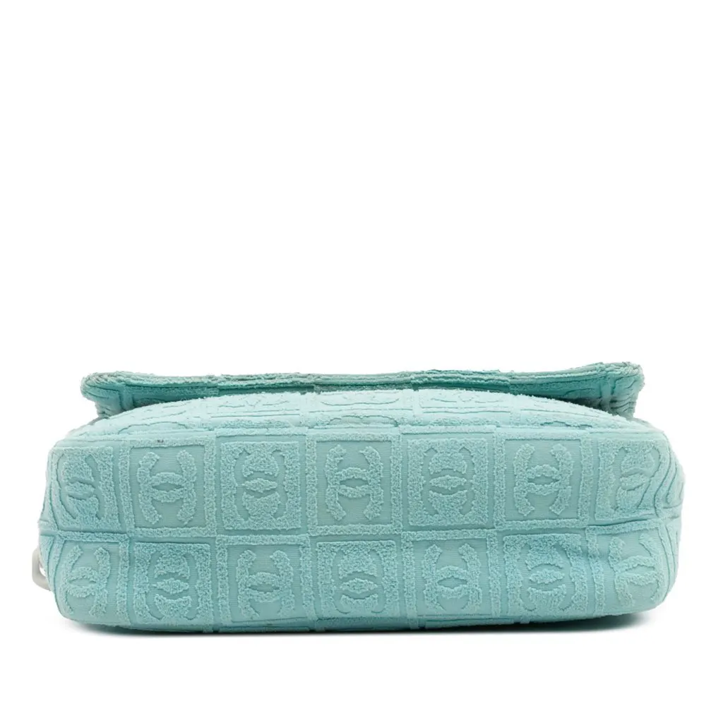 Chanel Terry Cloth Sport Line Flap Blue Cotton Good - Inside View
